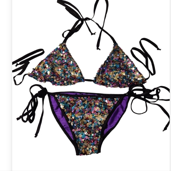 It's festival time get ready w/sequins two piece purple Bikini 👙 - Picture 6 of 10